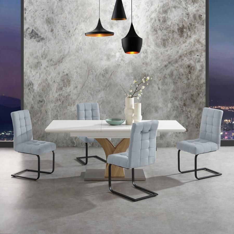 Places of Style Eetkamerstoel Nanaimo Stof gerecycled polyester zacht verdikte zitting en rugleuning zithoogte 49 cm (2 stuks) - Foto 2