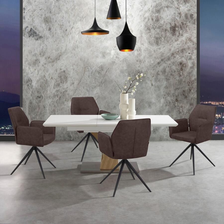 Places of Style Eetkamerstoel Ozias Zacht verdikte zitting en rugleuning onderstel van metaal zwart zithoogte 50 cm (2 stuks) - Foto 2