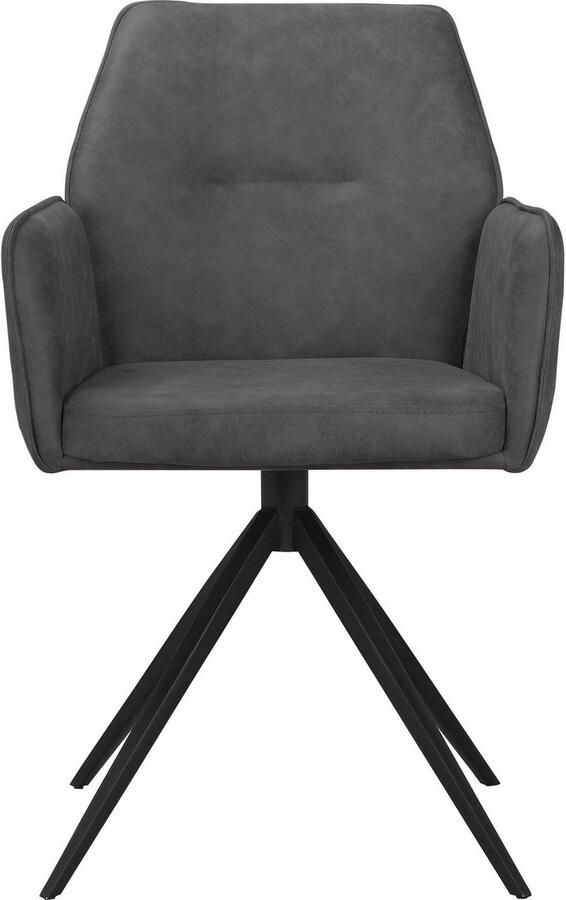 Places of Style Eetkamerstoel Ozias Zacht verdikte zitting en rugleuning onderstel van metaal zwart zithoogte 50 cm (2 stuks) - Foto 8