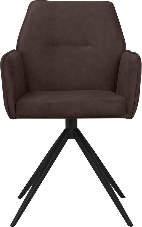 Places of Style Eetkamerstoel Ozias Zacht verdikte zitting en rugleuning onderstel van metaal zwart zithoogte 50 cm (2 stuks) - Foto 7