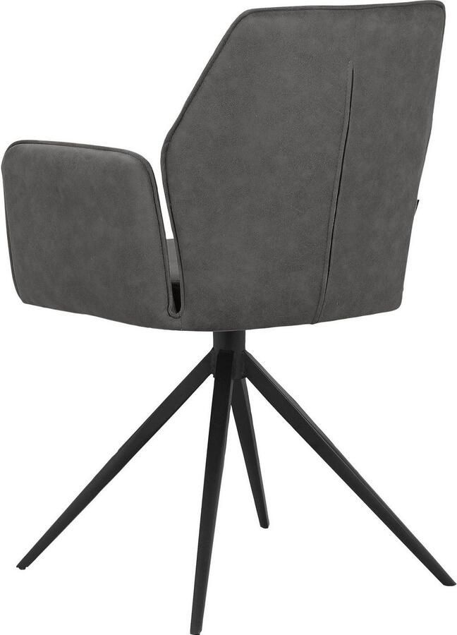 Places of Style Eetkamerstoel Ozias Zacht verdikte zitting en rugleuning onderstel van metaal zwart zithoogte 50 cm (2 stuks) - Foto 6