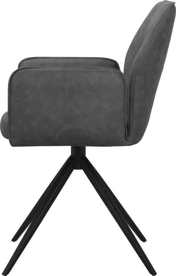 Places of Style Eetkamerstoel Ozias Zacht verdikte zitting en rugleuning onderstel van metaal zwart zithoogte 50 cm (2 stuks) - Foto 7