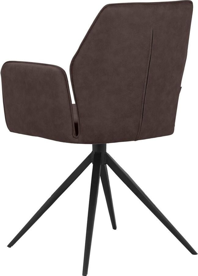 Places of Style Eetkamerstoel Ozias Zacht verdikte zitting en rugleuning onderstel van metaal zwart zithoogte 50 cm (2 stuks) - Foto 5