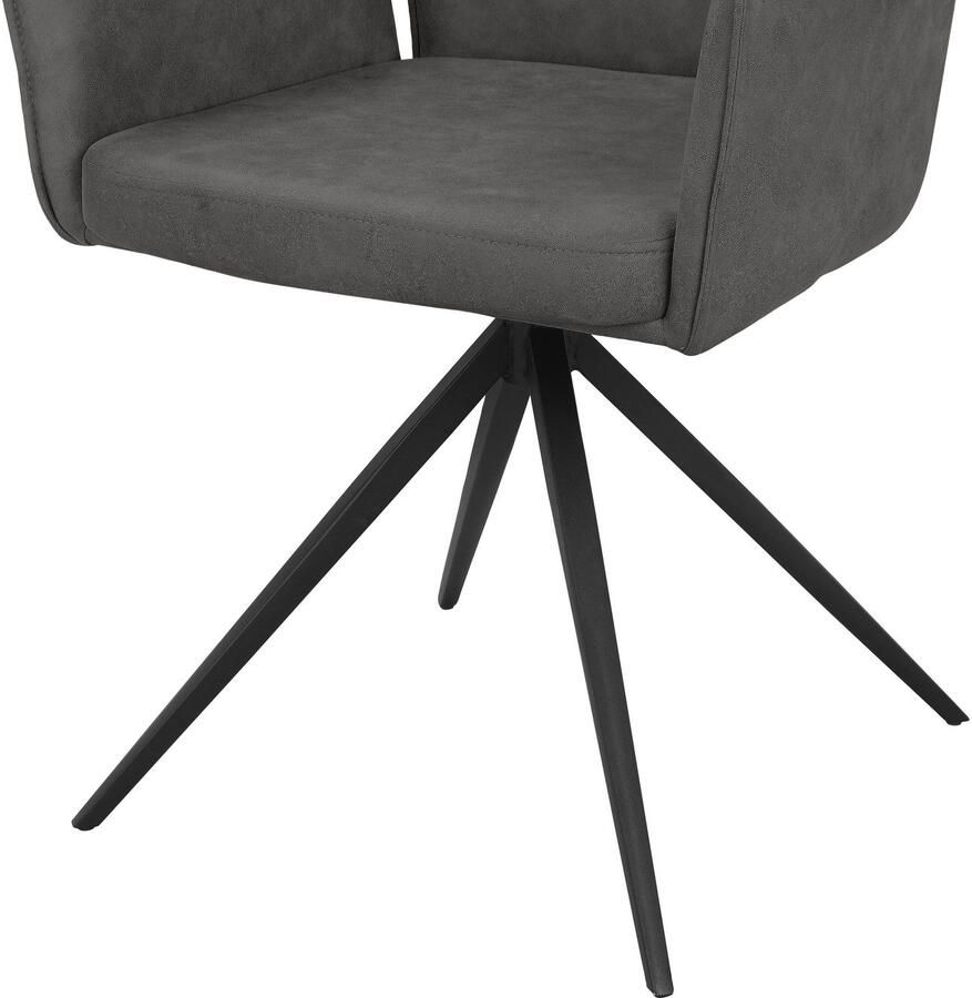 Places of Style Eetkamerstoel Ozias Zacht verdikte zitting en rugleuning onderstel van metaal zwart zithoogte 50 cm (2 stuks) - Foto 4