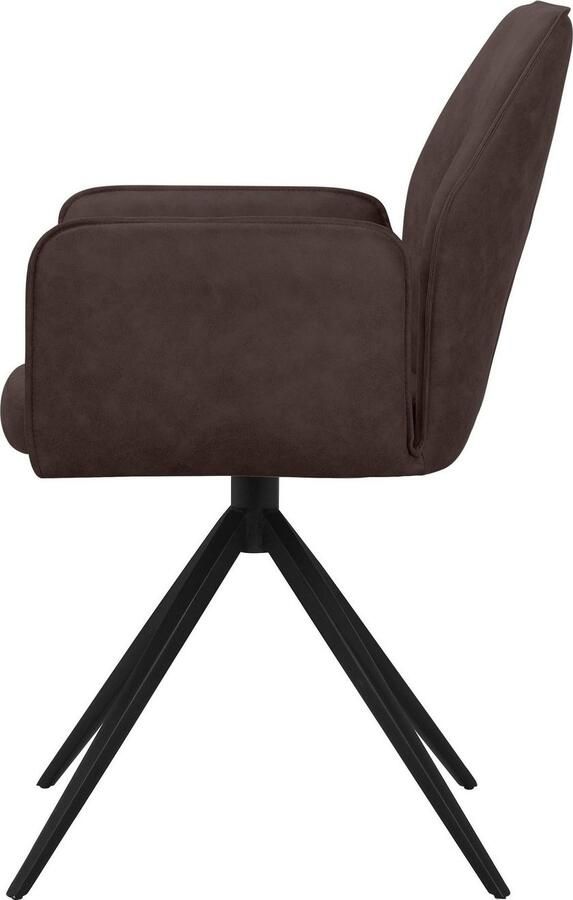 Places of Style Eetkamerstoel Ozias Zacht verdikte zitting en rugleuning onderstel van metaal zwart zithoogte 50 cm (2 stuks) - Foto 6