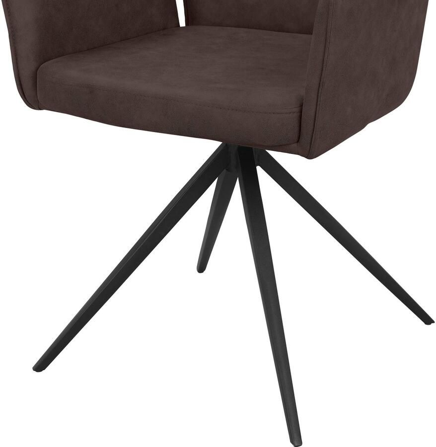 Places of Style Eetkamerstoel Ozias Zacht verdikte zitting en rugleuning onderstel van metaal zwart zithoogte 50 cm (2 stuks) - Foto 3