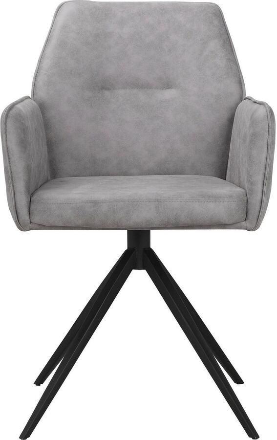 Places of Style Eetkamerstoel Ozias Zacht verdikte zitting en rugleuning onderstel van metaal zwart zithoogte 50 cm (2 stuks) - Foto 9