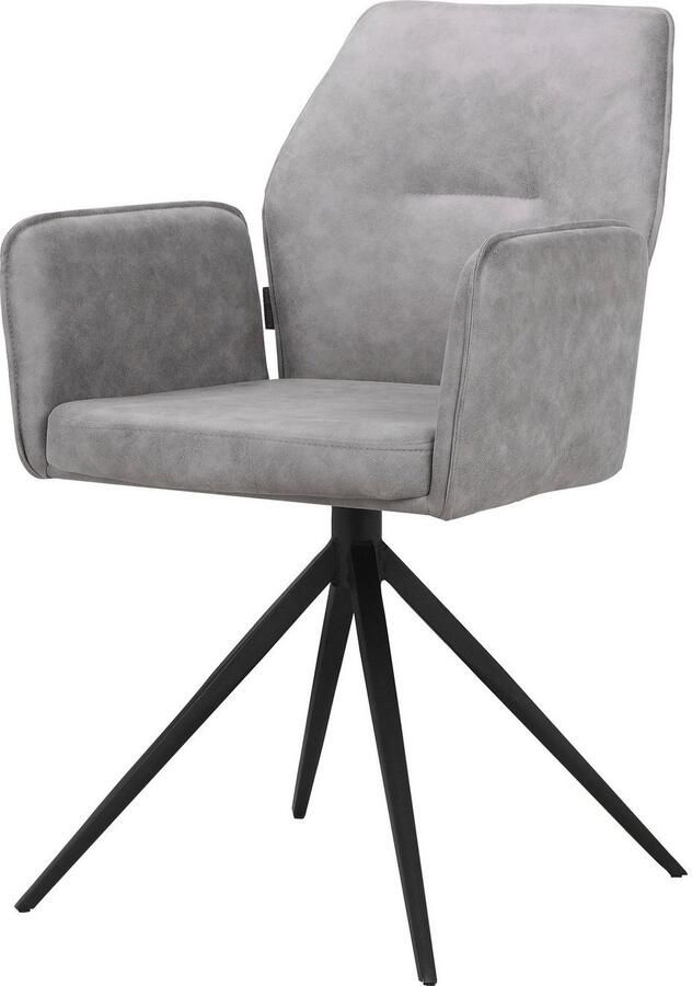 Places of Style Eetkamerstoel Ozias Zacht verdikte zitting en rugleuning onderstel van metaal zwart zithoogte 50 cm (2 stuks) - Foto 7