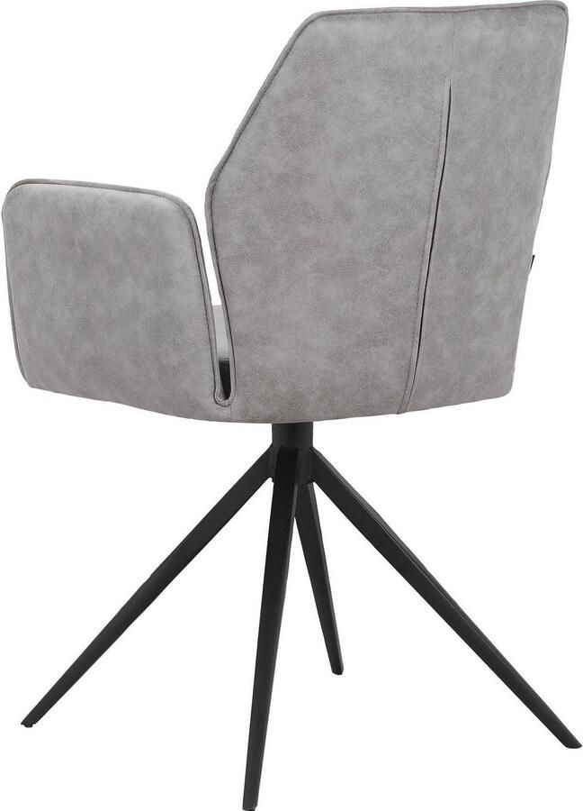 Places of Style Eetkamerstoel Ozias Zacht verdikte zitting en rugleuning onderstel van metaal zwart zithoogte 50 cm (2 stuks) - Foto 6