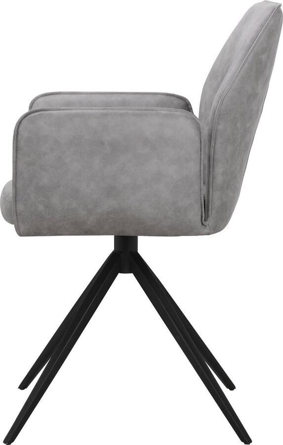 Places of Style Eetkamerstoel Ozias Zacht verdikte zitting en rugleuning onderstel van metaal zwart zithoogte 50 cm (2 stuks) - Foto 8