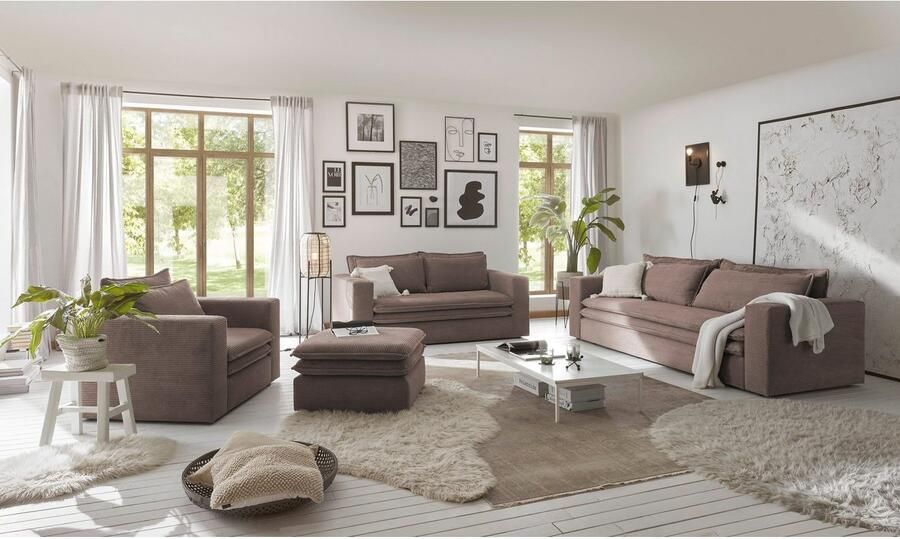 Home affaire Hocker PIAGGE Hoogwaardige cord passend bij de loveseat PIAGGE - Foto 6