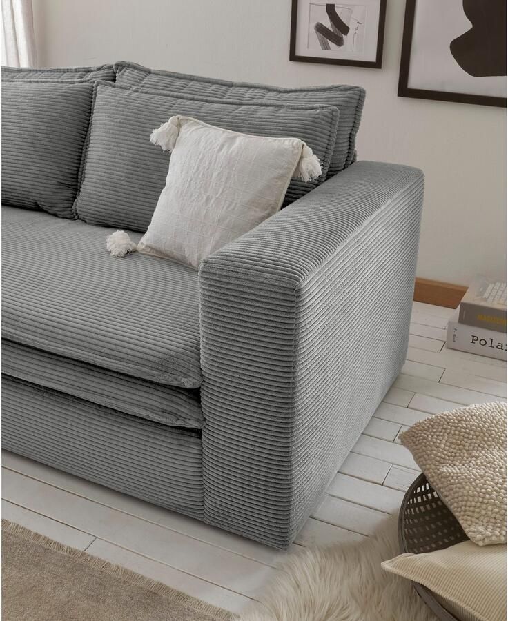 Places of Style Zithoek PIAGGE Hoogwaardige cord loveseat en loveseat-hocker als set (2-delig) - Foto 2