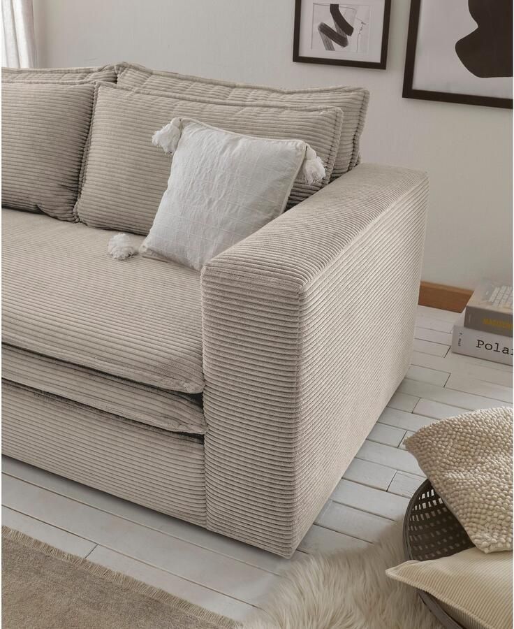 Places of Style Zithoek PIAGGE Hoogwaardige cord loveseat en loveseat-hocker als set (2-delig) - Foto 2