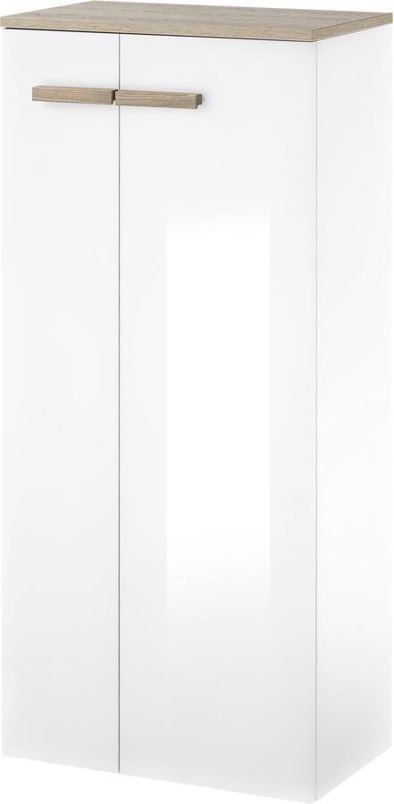 Places of Style Halfhoge kast SOLiD badkamerkast in modern ontwerp kast met houten grepen verkrijgbaar in twee kleuren met opbergruimte staand of hangend te monteren - Foto 9