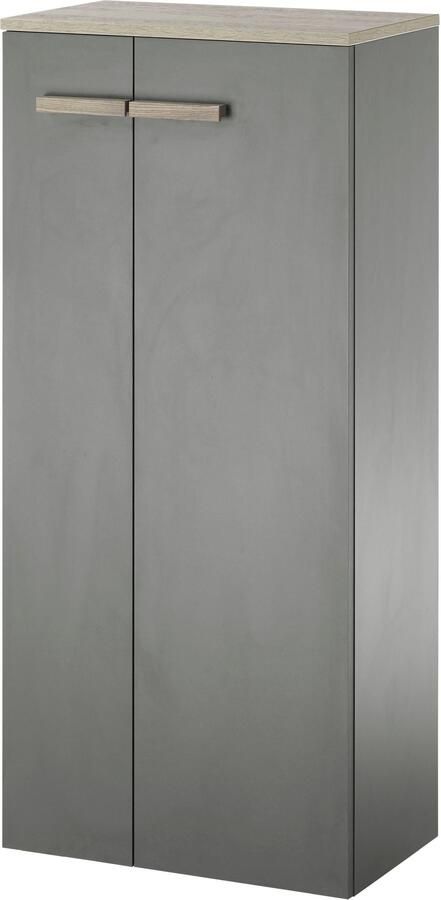 Places of Style Halfhoge kast SOLiD badkamerkast in modern ontwerp kast met houten grepen verkrijgbaar in twee kleuren met opbergruimte staand of hangend te monteren - Foto 7