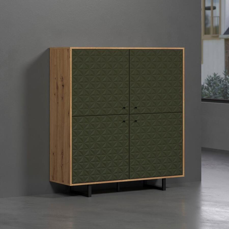 Places of Style Highboard Ferretti Sideboard met bijzondere frezing poten en grepen van metaal - Foto 4