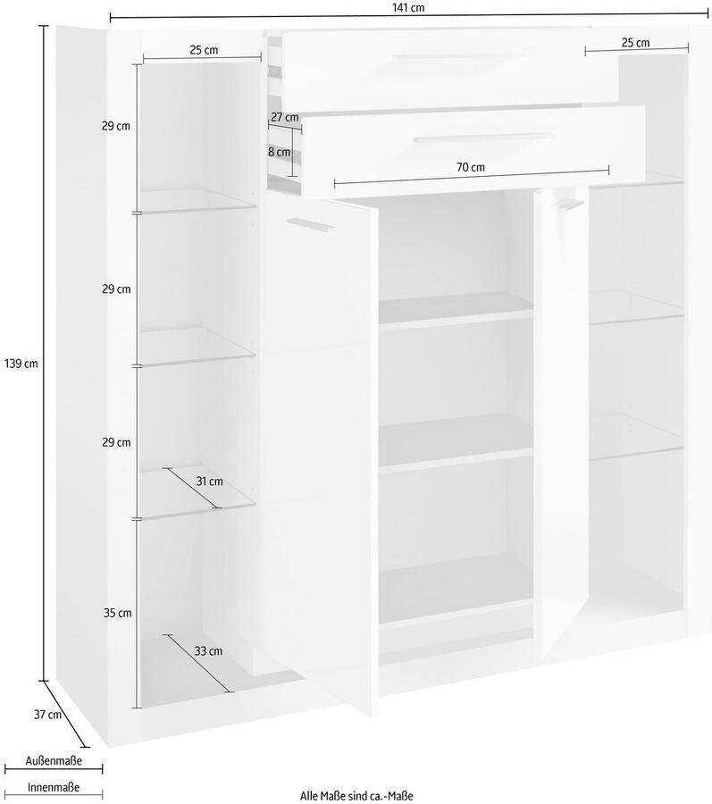Places of Style Highboard MERAN Hoogte ca. 139 cm - Foto 4