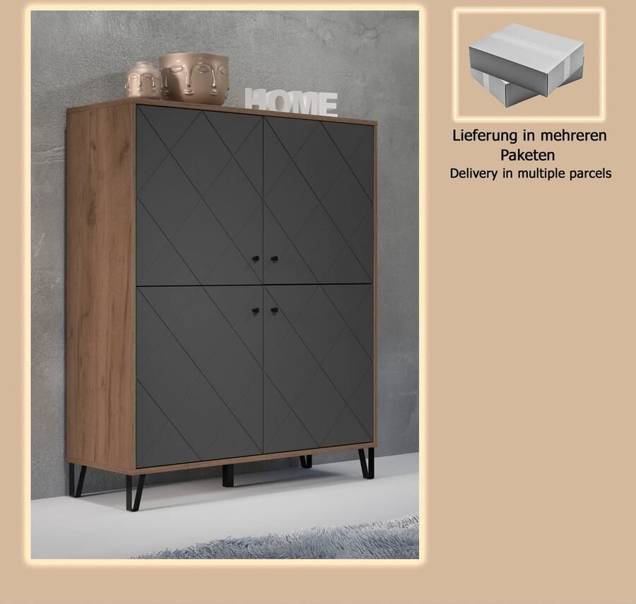 Places of Style Highboard MOLVENO met gestructureerde fronten soft-close breedte 123 cm (1 stuk) - Foto 7