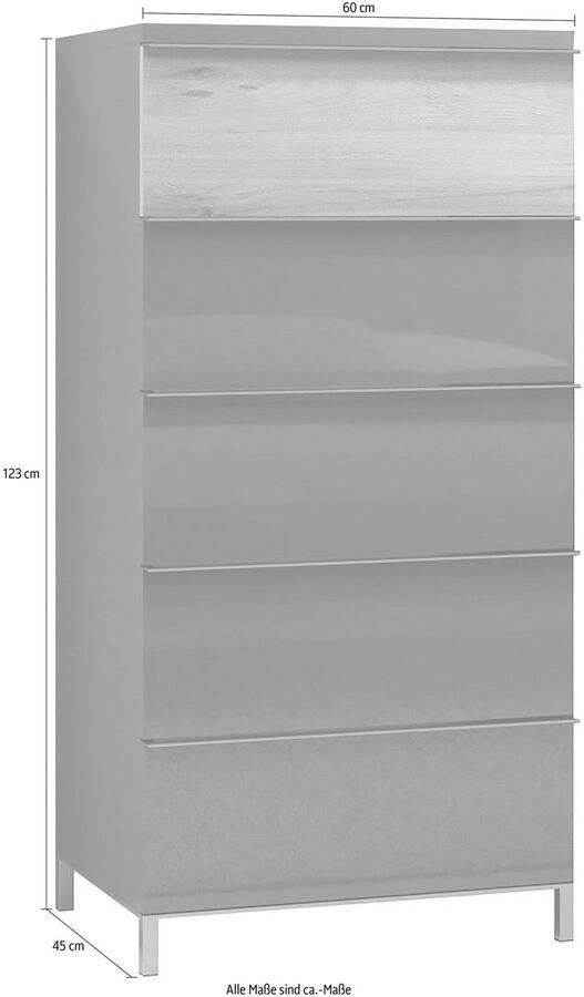 Places of Style Highboard Onyx hoge Commode met 5 Laden UV Lak Hoogglans - Foto 3