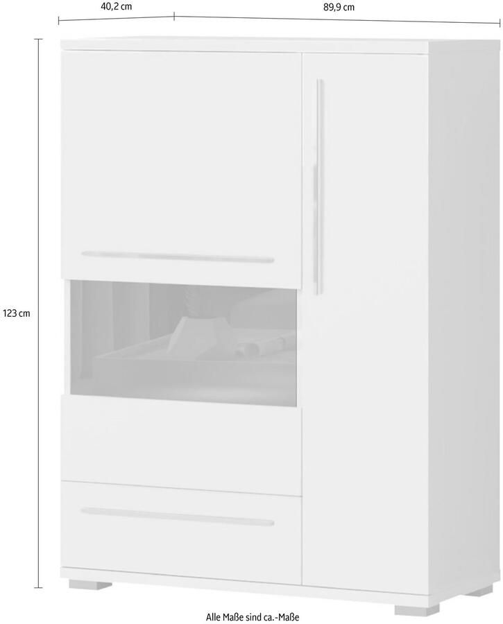 Places of Style Highboard Piano Vitrine UV-gecoat soft close-functie - Foto 3