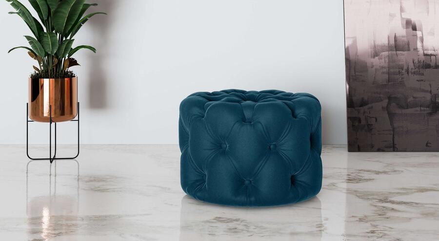 Places of Style Hocker FOLLINA Beklede poef met klassieke Chesterfield-knopafwerking - Foto 3