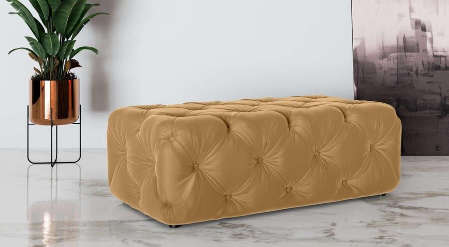Places of Style Hocker FOLLINA Beklede poef met klassieke Chesterfield-knopafwerking - Foto 3