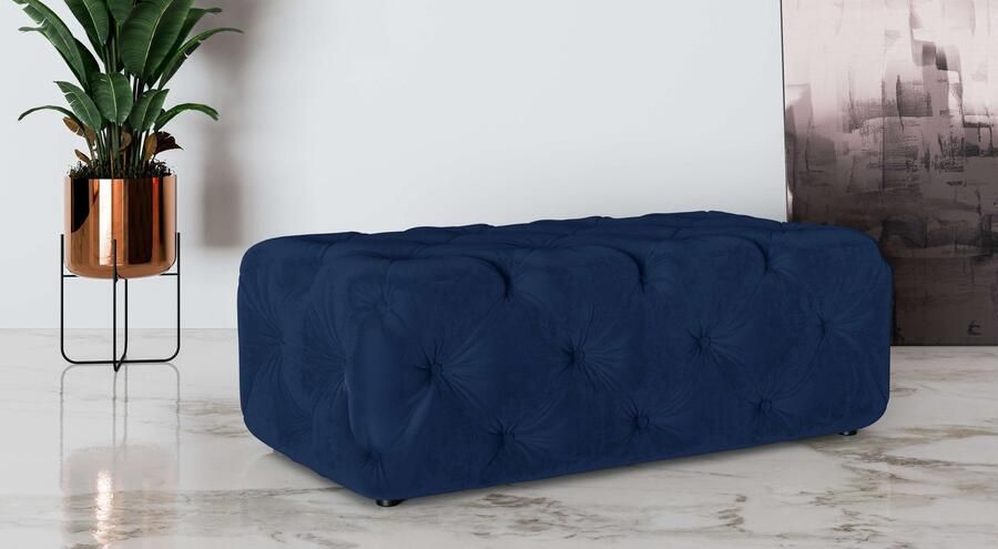 Places of Style Hocker FOLLINA Beklede poef met klassieke Chesterfield-knopafwerking - Foto 3