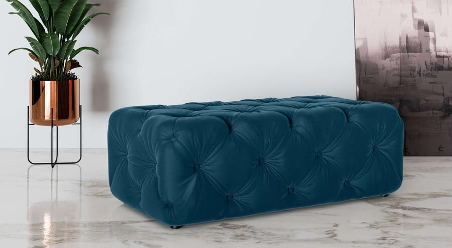 Places of Style Hocker FOLLINA Beklede poef met klassieke Chesterfield-knopafwerking - Foto 3