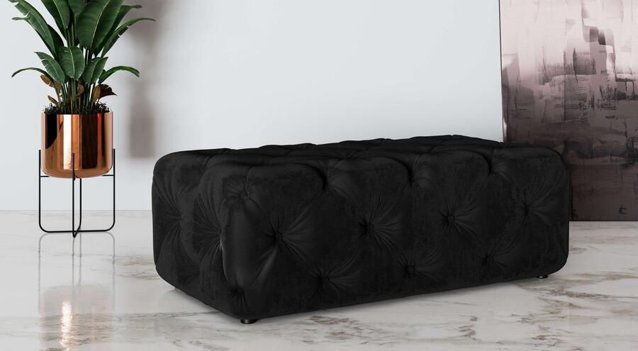Places of Style Hocker FOLLINA Beklede poef met klassieke Chesterfield-knopafwerking - Foto 3