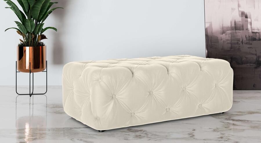 Places of Style Hocker FOLLINA Beklede poef met klassieke Chesterfield-knopafwerking - Foto 3