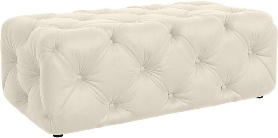 Places of Style Hocker FOLLINA Beklede poef met klassieke Chesterfield-knopafwerking - Foto 2