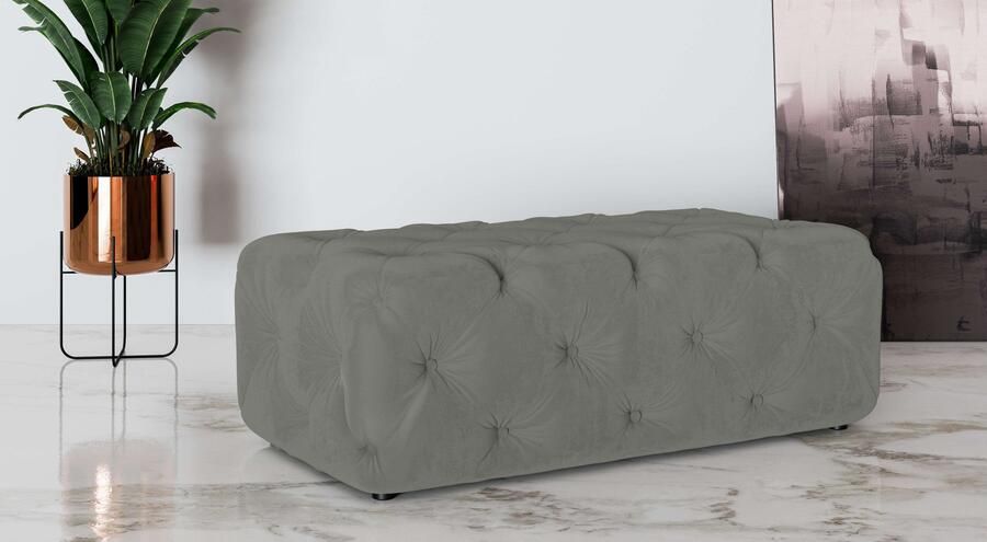 Places of Style Hocker FOLLINA Beklede poef met klassieke Chesterfield-knopafwerking - Foto 3