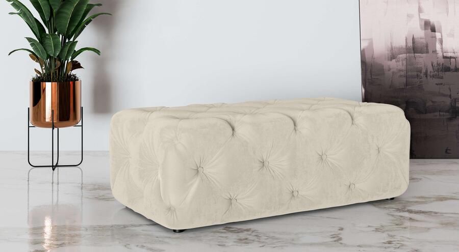 Places of Style Hocker FOLLINA Beklede poef met klassieke Chesterfield-knopafwerking - Foto 3