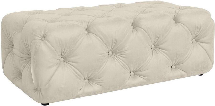 Places of Style Hocker FOLLINA Beklede poef met klassieke Chesterfield-knopafwerking - Foto 2