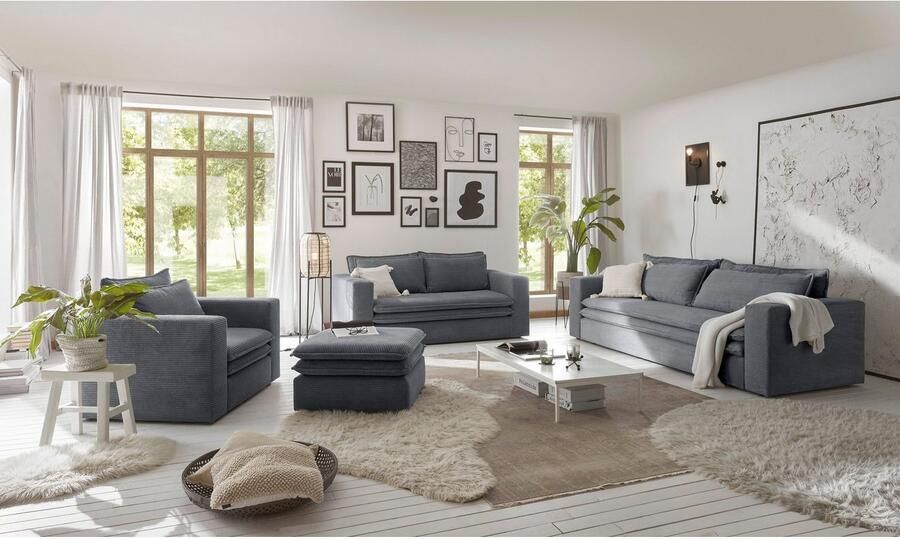 Home affaire Hocker PIAGGE Hoogwaardige cord passend bij de fauteuil - Foto 7