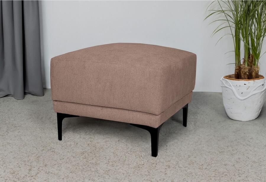 Places of Style Hocker Xander Breedte 58 cm soft-touch chenille zwarte metalen voeten - Foto 2