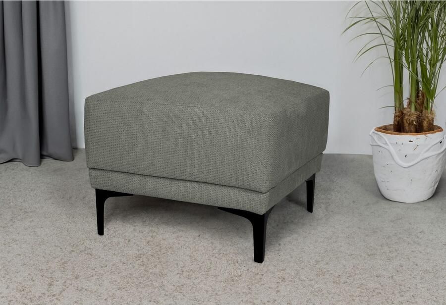 Places of Style Hocker Xander Breedte 58 cm soft-touch chenille zwarte metalen voeten - Foto 2