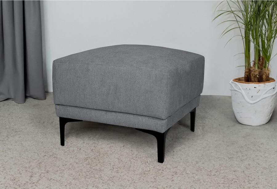 Places of Style Hocker Xander Breedte 58 cm soft-touch chenille zwarte metalen voeten - Foto 2