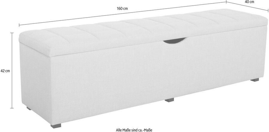 Places of Style Hockerbank Checked met bergruimte breedte 120 cm en 160 cm als bedbank te gebruiken - Foto 3