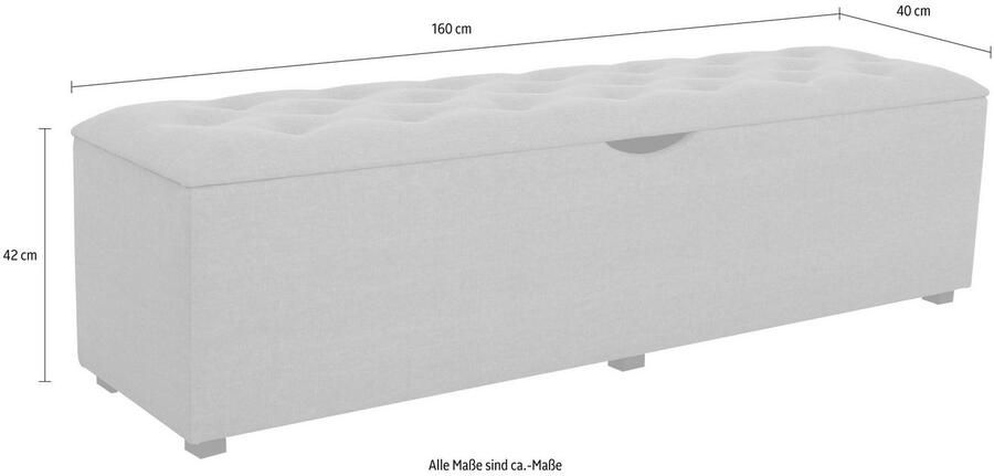Places of Style Hockerbank Knobbed Hockerbank met bergruimte breedte 120 cm en 160 cm - Foto 2