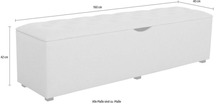 Places of Style Hockerbank Knobbed Hockerbank met bergruimte breedte 120 cm en 160 cm - Foto 3