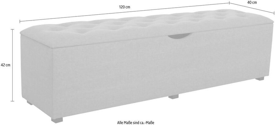 Places of Style Hockerbank Knobbed Hockerbank met bergruimte breedte 120 cm en 160 cm - Foto 3