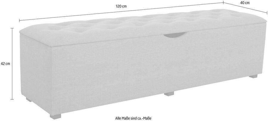 Places of Style Hockerbank Knobbed Hockerbank met bergruimte breedte 120 cm en 160 cm - Foto 3