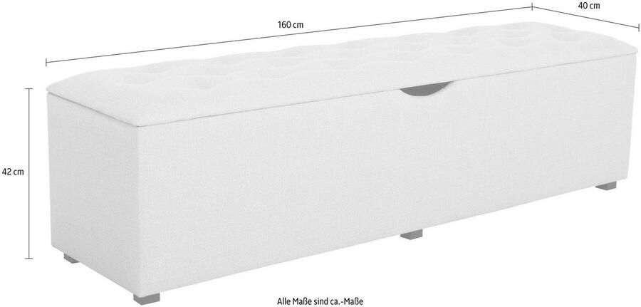 Places of Style Hockerbank Knobbed Hockerbank met bergruimte breedte 120 cm en 160 cm - Foto 3