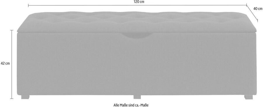 Places of Style Hockerbank Knobbed Hockerbank met bergruimte breedte 120 cm en 160 cm - Foto 5