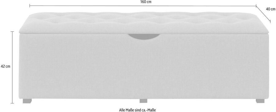 Places of Style Hockerbank Knobbed Hockerbank met bergruimte breedte 120 cm en 160 cm - Foto 4