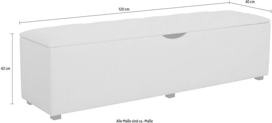 Places of Style Hockerbank Knobbed Hockerbank met bergruimte breedte 120 cm en 160 cm - Foto 5