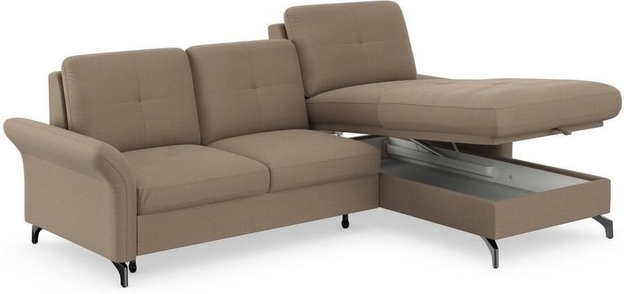 Places of Style Hoekbank Calando L-vorm naar keuze met slaapfunctie bedkist en armleuning - Foto 6