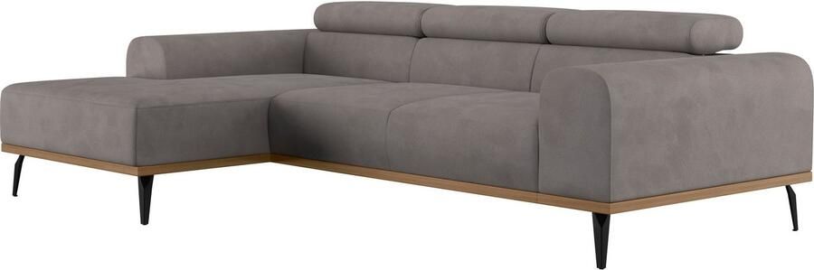 Places of Style Hoekbank Carlo L-vorm met hoofdeinde-verstelling & houten frame-look optionele relaxfunctie - Foto 10