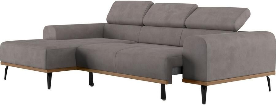 Places of Style Hoekbank Carlo L-vorm met hoofdeinde-verstelling & houten frame-look optionele relaxfunctie - Foto 8